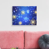 XMAS Blue Background mit goldenen Schneeflocken Leinwanddruck (Insitu (Wohnzimmer))