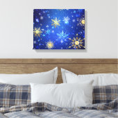XMAS Blue Background mit goldenen Schneeflocken Leinwanddruck (Insitu (Schlafzimmer))