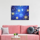 XMAS Blue Background mit goldenen Schneeflocken Leinwanddruck (Insitu (Wohnzimmer))