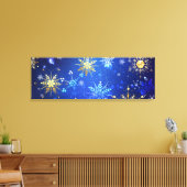 XMAS Blue Background mit goldenen Schneeflocken Leinwanddruck (Insitu (Wohnzimmer))