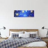 XMAS Blue Background mit goldenen Schneeflocken Leinwanddruck (Insitu (Schlafzimmer))