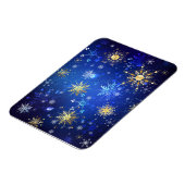 XMAS Blue Background mit goldenen Schneeflocken Magnet (Linke Seite)