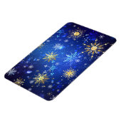 XMAS Blue Background mit goldenen Schneeflocken Magnet (Linke Seite)