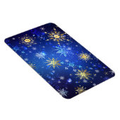 XMAS Blue Background mit goldenen Schneeflocken Magnet (Rechte Seite)