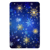 XMAS Blue Background mit goldenen Schneeflocken Magnet (Vertikal)