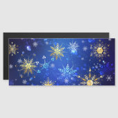XMAS Blue Background mit goldenen Schneeflocken Magneteinladung (Vorne/Hinten)