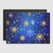 XMAS Blue Background mit goldenen Schneeflocken Magnetkarte (Vorne/Hinten)