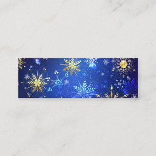 XMAS Blue Background mit goldenen Schneeflocken Mini Visitenkarte