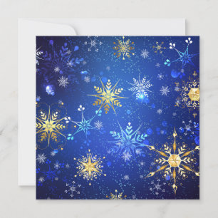XMAS Blue Background mit goldenen Schneeflocken Mitteilungskarte