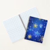 XMAS Blue Background mit goldenen Schneeflocken Notizblock (Innenseite)