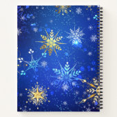 XMAS Blue Background mit goldenen Schneeflocken Notizblock (Rückseite)