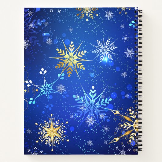 XMAS Blue Background mit goldenen Schneeflocken Notizblock (Rückseite)