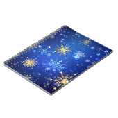 XMAS Blue Background mit goldenen Schneeflocken Notizblock (Linke Seite)