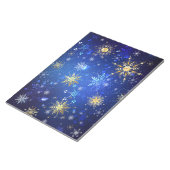 XMAS Blue Background mit goldenen Schneeflocken Notizblock (angewinkelt)