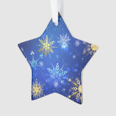 XMAS Blue Background mit goldenen Schneeflocken Ornament (Vorderseite)
