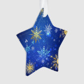 XMAS Blue Background mit goldenen Schneeflocken Ornament (Vorderseite)