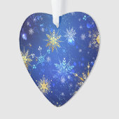 XMAS Blue Background mit goldenen Schneeflocken Ornament (Vorderseite)