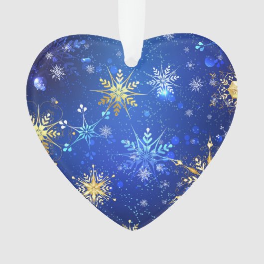 XMAS Blue Background mit goldenen Schneeflocken Ornament (Vorderseite)