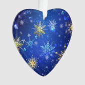 XMAS Blue Background mit goldenen Schneeflocken Ornament (Vorderseite)