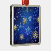 XMAS Blue Background mit goldenen Schneeflocken Ornament Aus Metall (Rechts)