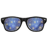 XMAS Blue Background mit goldenen Schneeflocken Partybrille (Vorderseite)