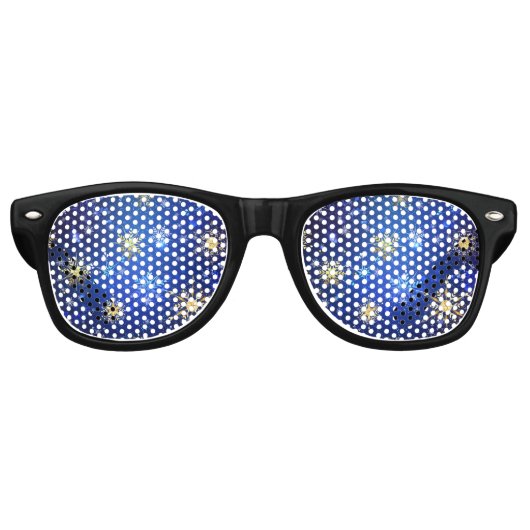 XMAS Blue Background mit goldenen Schneeflocken Partybrille (Vorderseite)