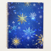 XMAS Blue Background mit goldenen Schneeflocken Planer (Vorderseite)