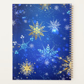 XMAS Blue Background mit goldenen Schneeflocken Planer (Rückseite)
