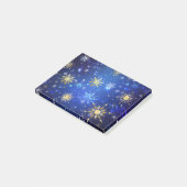 XMAS Blue Background mit goldenen Schneeflocken Post-it Klebezettel (angewinkelt)