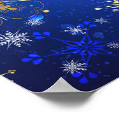 XMAS Blue Background mit goldenen Schneeflocken Poster (Ecke)