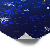 XMAS Blue Background mit goldenen Schneeflocken Poster (Ecke)