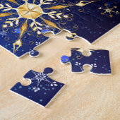 XMAS Blue Background mit goldenen Schneeflocken Puzzle (Seite)