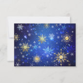 XMAS Blue Background mit goldenen Schneeflocken RSVP Karte (Vorderseite)