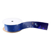XMAS Blue Background mit goldenen Schneeflocken Satinband (Spule)