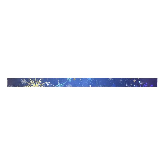 XMAS Blue Background mit goldenen Schneeflocken Satinband (Vorderseite)