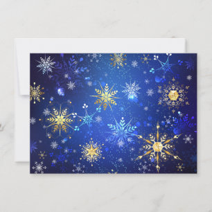 XMAS Blue Background mit goldenen Schneeflocken Save The Date
