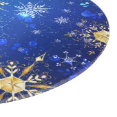 XMAS Blue Background mit goldenen Schneeflocken Schneidebrett (Ecke)
