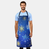 XMAS Blue Background mit goldenen Schneeflocken Schürze (Getragen)
