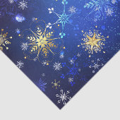 XMAS Blue Background mit goldenen Schneeflocken Seidenpapier (Ausschnitt)