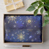 XMAS Blue Background mit goldenen Schneeflocken Seidenpapier (Geschenk)