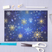XMAS Blue Background mit goldenen Schneeflocken Seidenpapier (Handwerk)