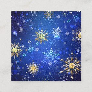 XMAS Blue Background mit goldenen Schneeflocken Telefonnummerkarte