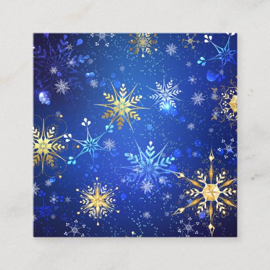 XMAS Blue Background mit goldenen Schneeflocken Terminkarte (Vorderseite)