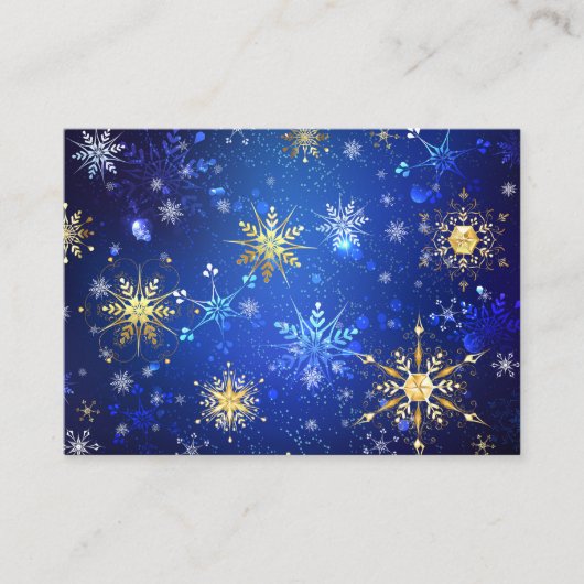 XMAS Blue Background mit goldenen Schneeflocken Terminkarte (Vorderseite)