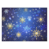 XMAS Blue Background mit goldenen Schneeflocken Tischdecke (Vorderseite (Horizontal))