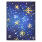 XMAS Blue Background mit goldenen Schneeflocken Tischdecke (Vorderseite)