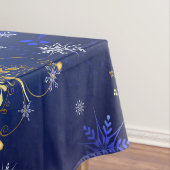 XMAS Blue Background mit goldenen Schneeflocken Tischdecke (Beispiel)