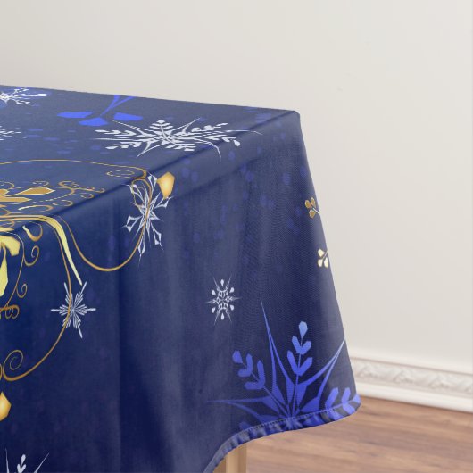 XMAS Blue Background mit goldenen Schneeflocken Tischdecke (Beispiel)