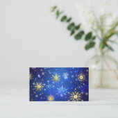 XMAS Blue Background mit goldenen Schneeflocken Treuekarte (Stehend Vorderseite)