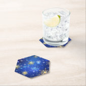 XMAS Blue Background mit goldenen Schneeflocken Untersetzer (Vor Ort)